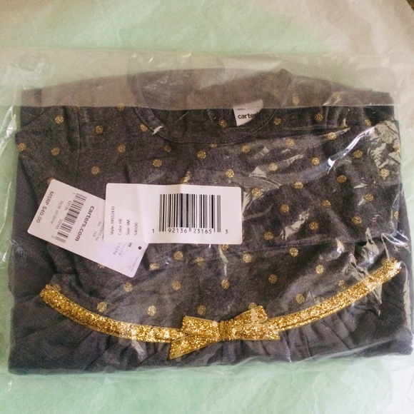 New Carter’s Glitter Polka Dot Dress Set - Picture 5 of 6